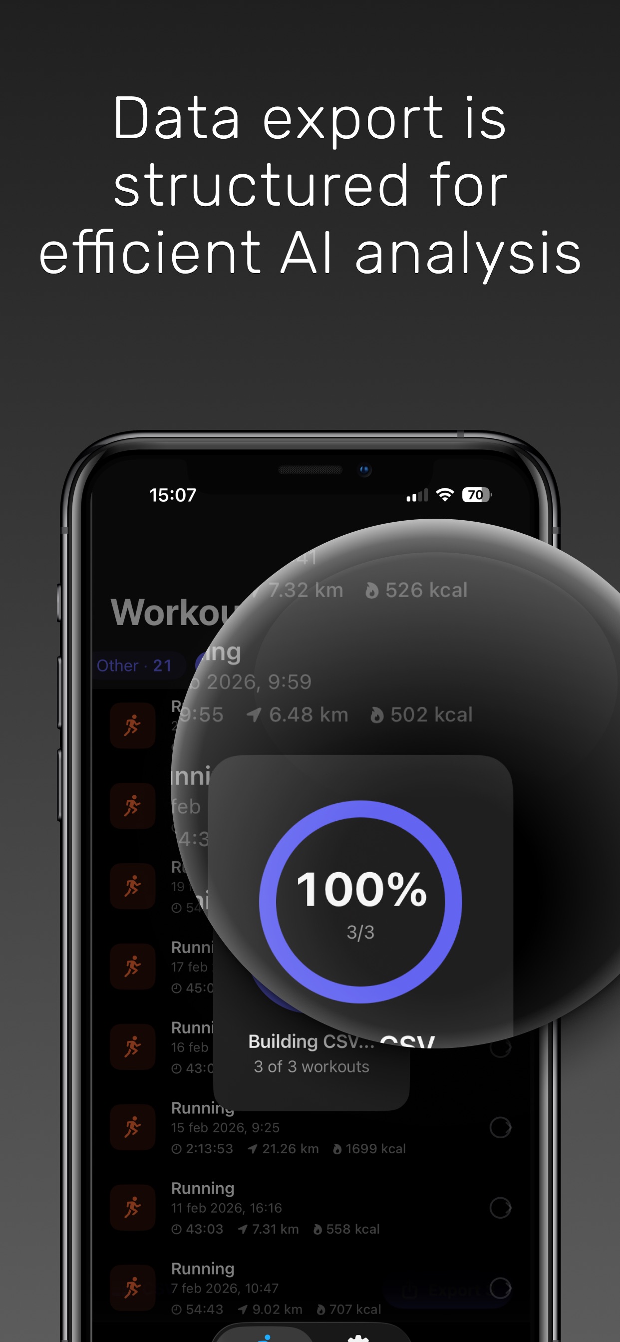 Export progress building CSV file